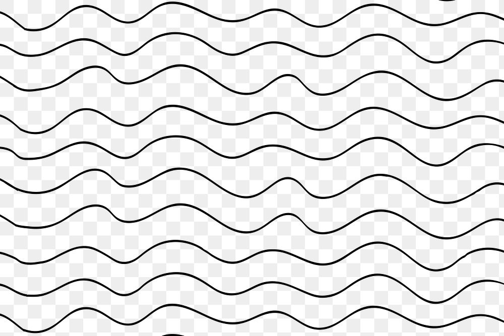 Wavy pattern png, transparent background, doodle ink design