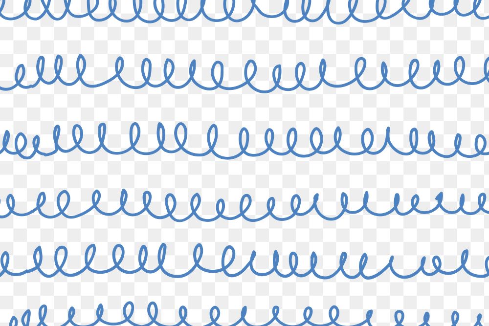 Spiral doodle pattern png, transparent background, blue simple design