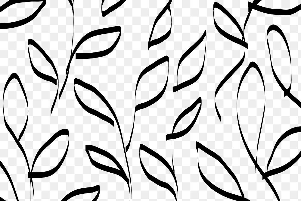 Botanical pattern png, transparent background, doodle ink design