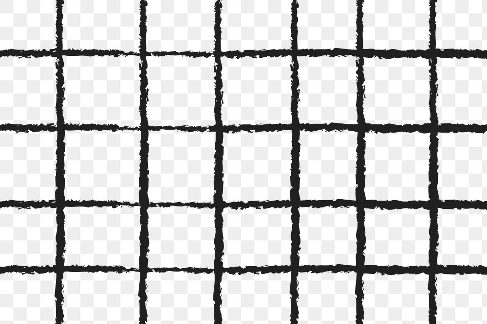 Grid pattern png, transparent background, black doodle design