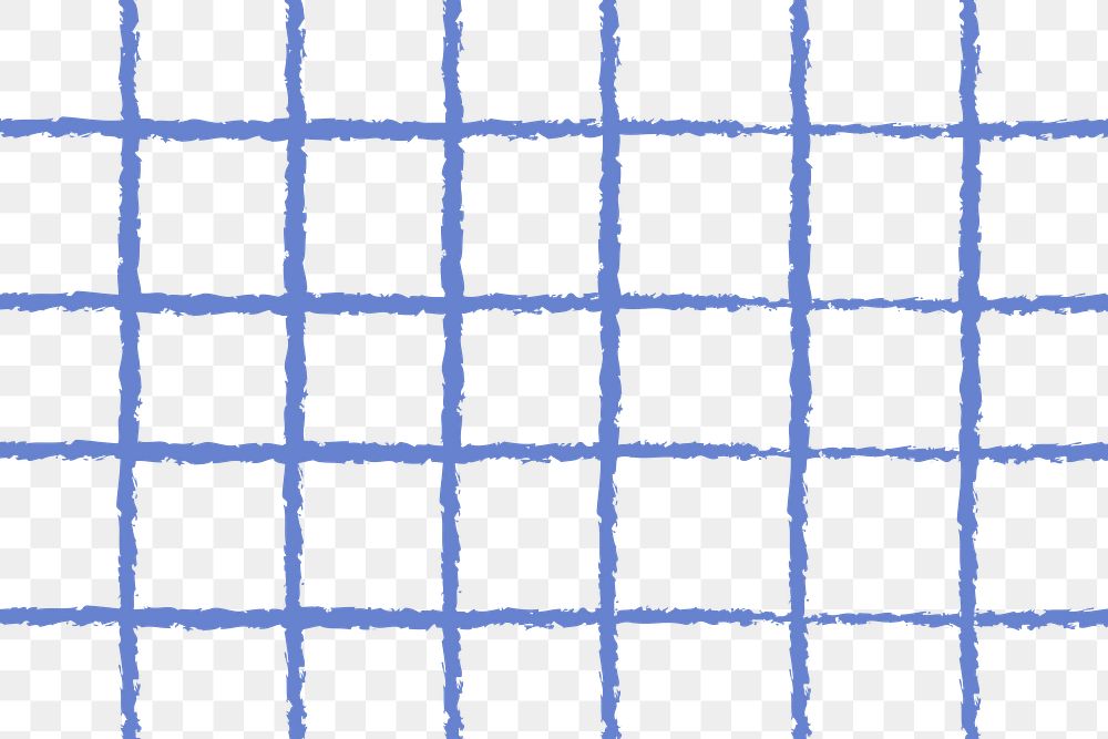 Grid doodle pattern png, transparent background, blue cute design