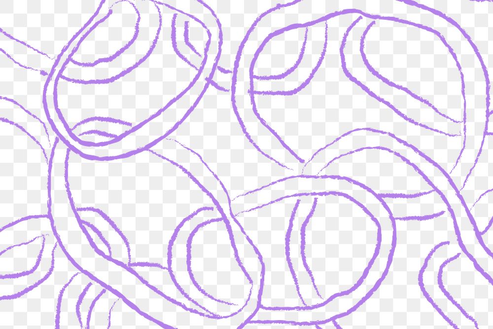 Purple pattern png, transparent background, doodle design