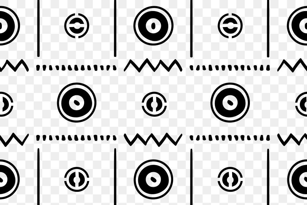 Tribal pattern png transparent background, black and white Aztec design
