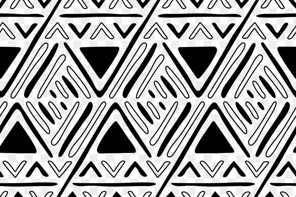 Tribal pattern png transparent background, black and white Aztec design