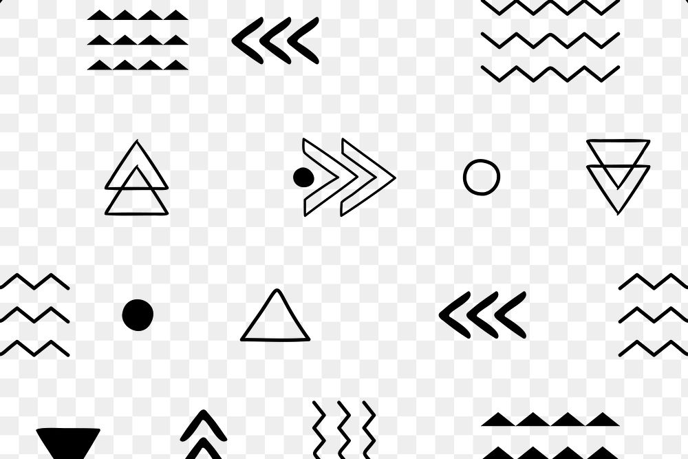 Pattern png, tribal design, black and white Aztec style, transparent background