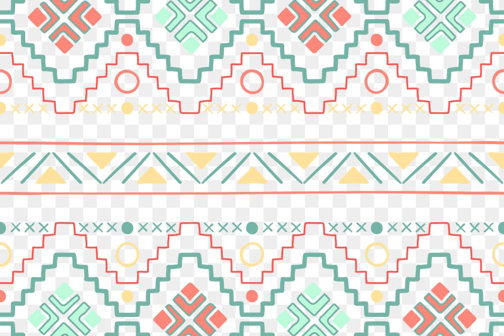 Tribal pattern png transparent background, colorful geometric design