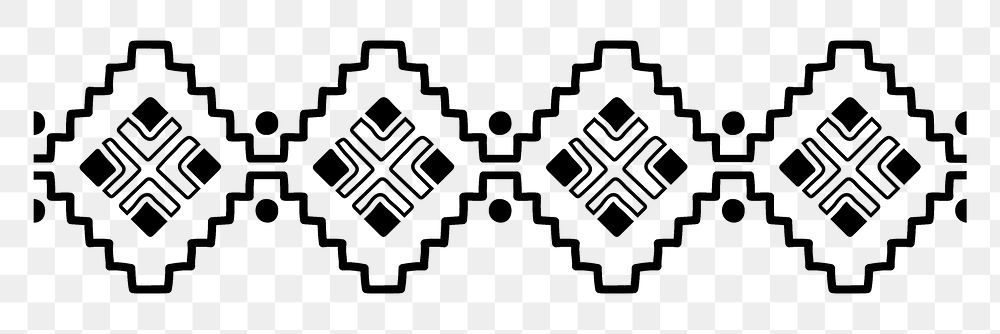 Ethnic border png, doodle sticker, black and white aztec design