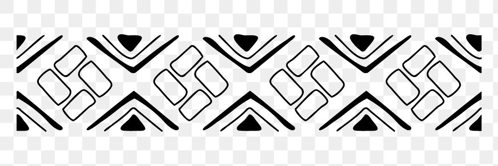 Ethnic border png, doodle sticker, black and white aztec design