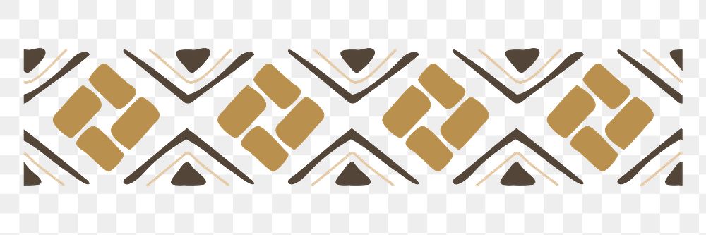 Ethnic border png, doodle sticker, brown aztec design
