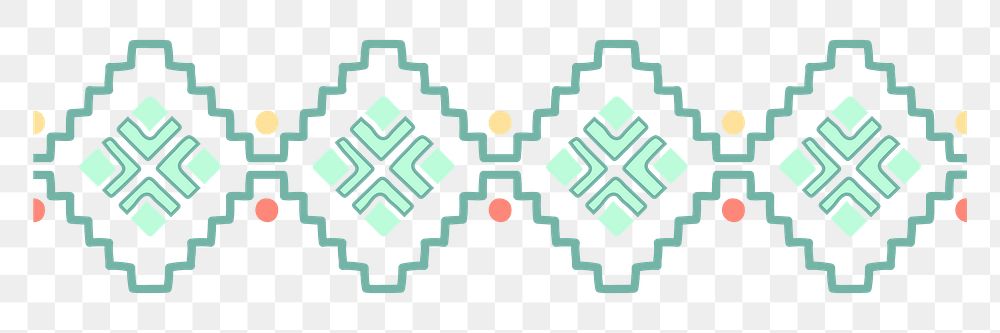 Tribal border png, doodle sticker, colorful aztec design