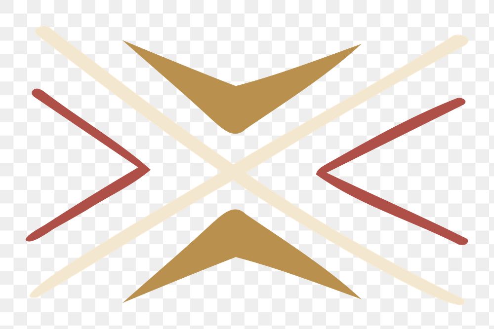 Tribal shape png, doodle sticker, brown geometric design