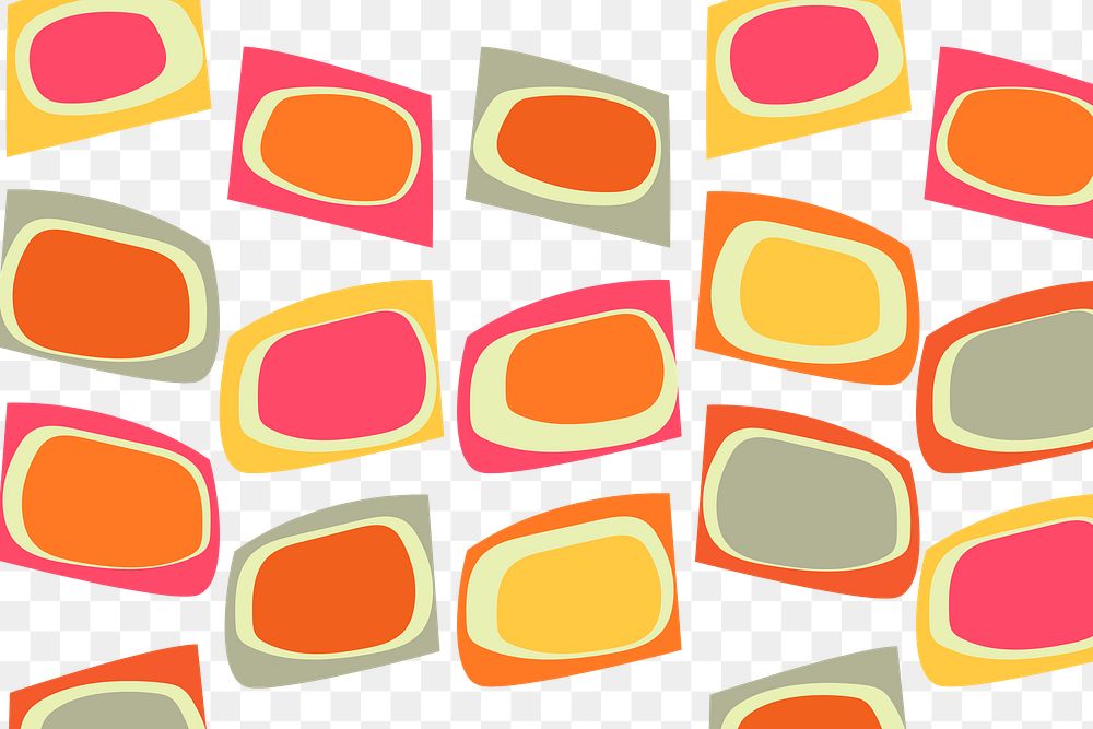 Pattern png transparent background, colorful abstract 70s retro design