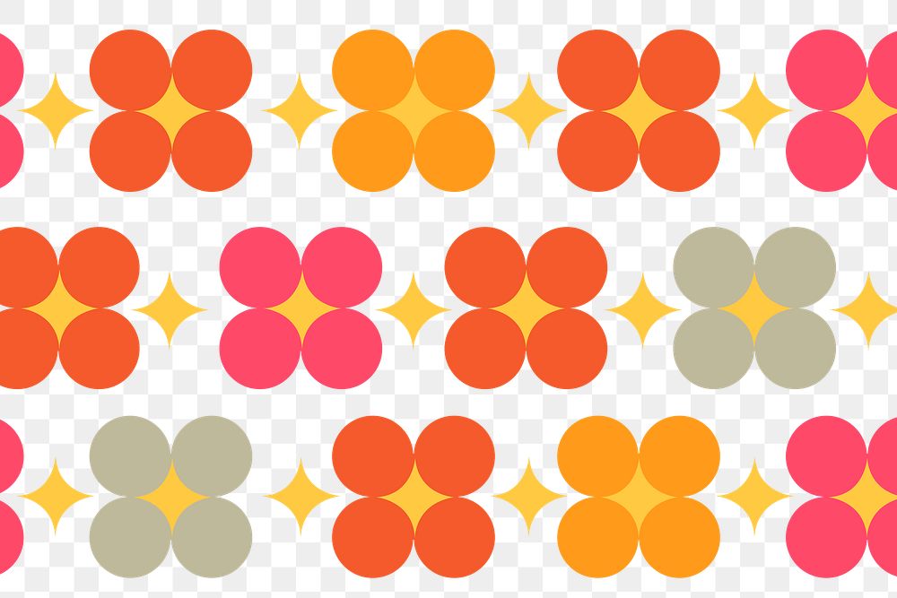 Pattern png transparent background, retro geometric circle shape design