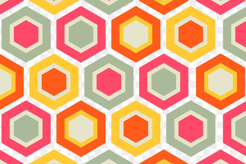 Pattern png transparent background, retro geometric hexagon shape design