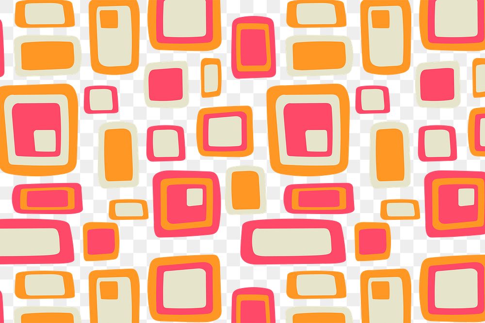 Retro pattern png transparent background, abstract 70s colorful design