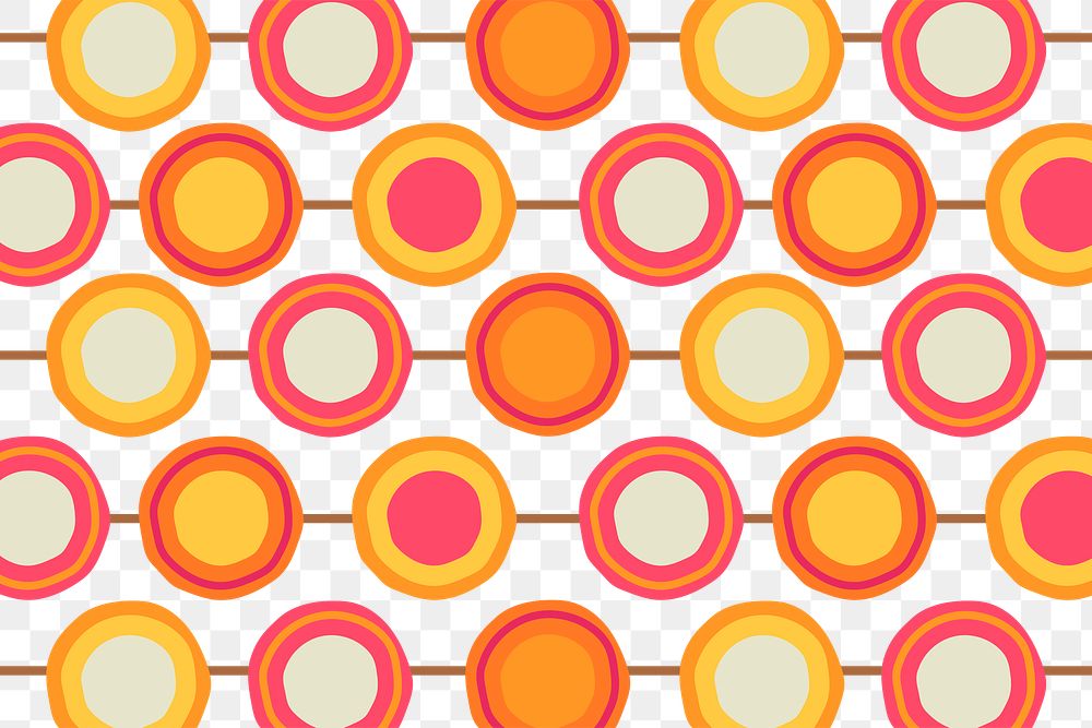 Retro pattern png transparent background, abstract 70s colorful design