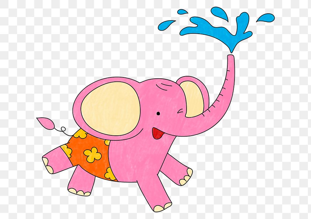 Elephant cute png sticker, colorful animal illustration