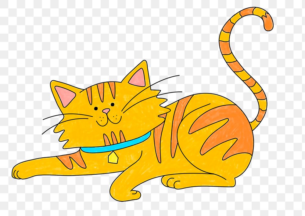 Cat cute png sticker, colorful animal illustration
