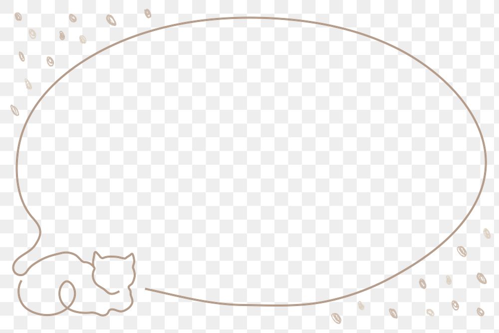 Aesthetic cat frame png, line art animal illustration, transparent background
