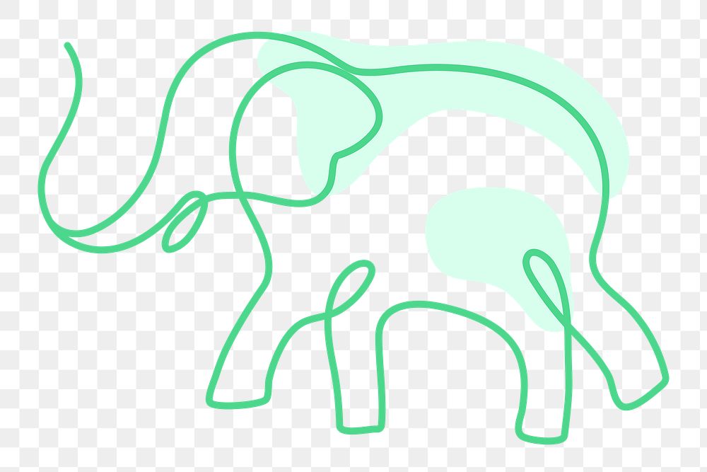 Elephant png sticker, line art illustration
