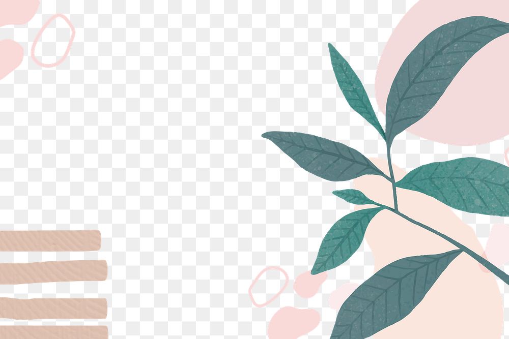 Botanical leaf Memphis png background transparent in pastel 