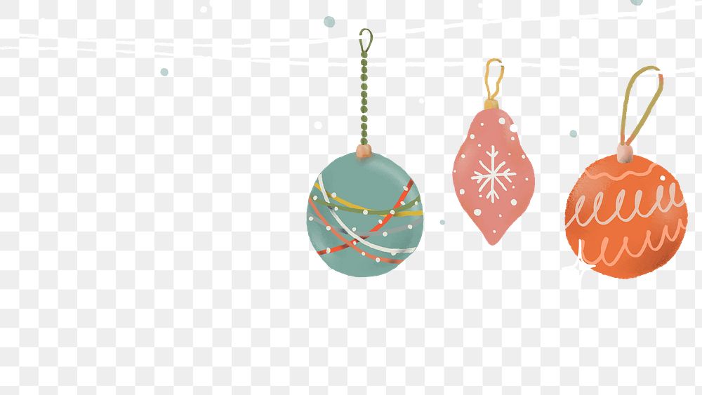 Christmas baubles png, holidays border sticker