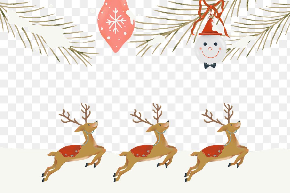 Christmas reindeer frame png, transparent background, winter holidays illustration
