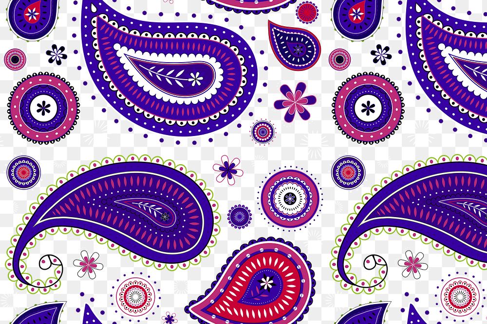 Purple paisley background png, colorful flower pattern