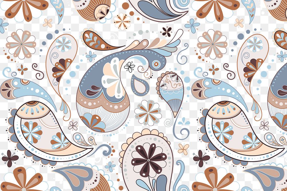 Blue paisley background png transparent, cute decorative pattern