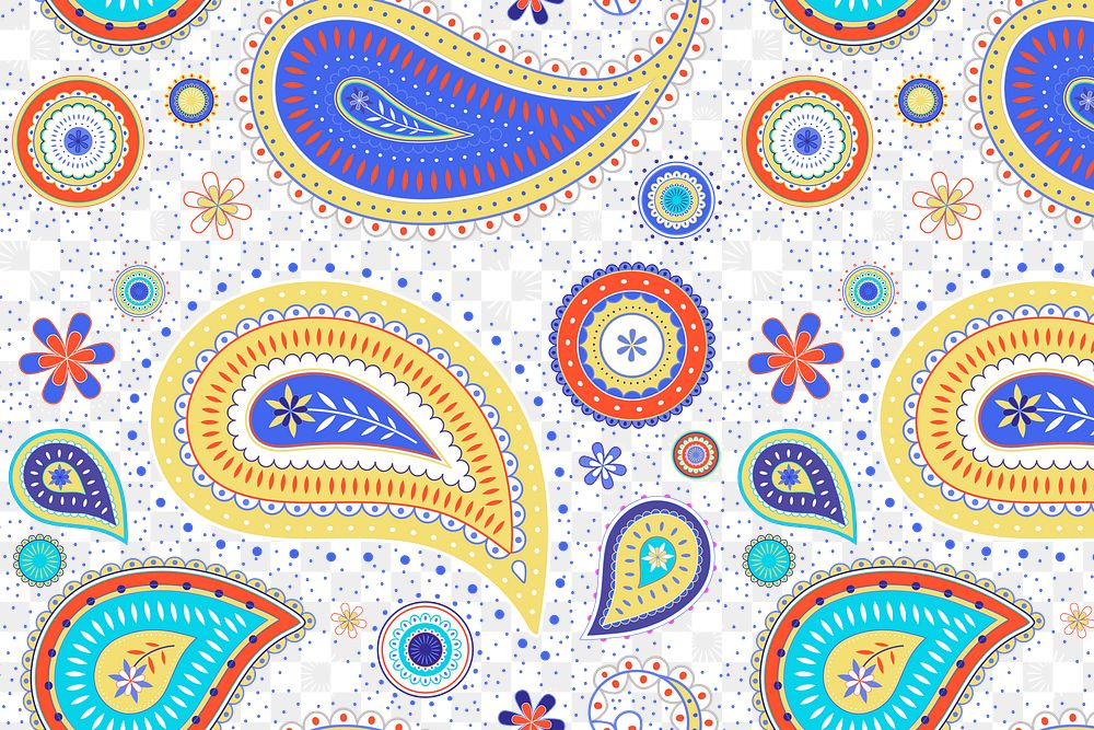 Colorful paisley background png transparent, cute decorative pattern