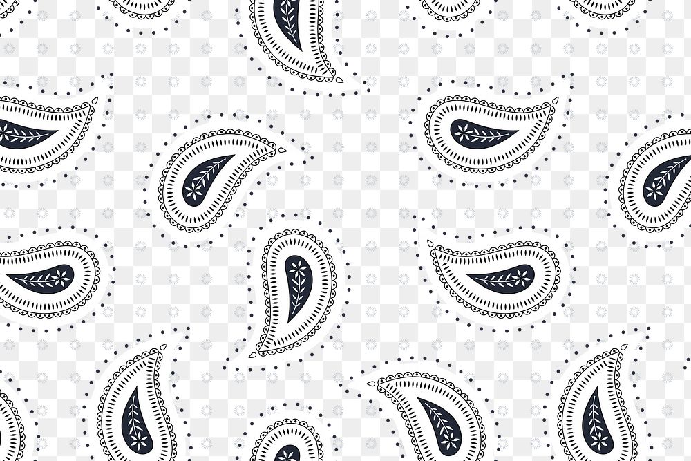 Indian pattern background png, black paisley illustration in abstract design