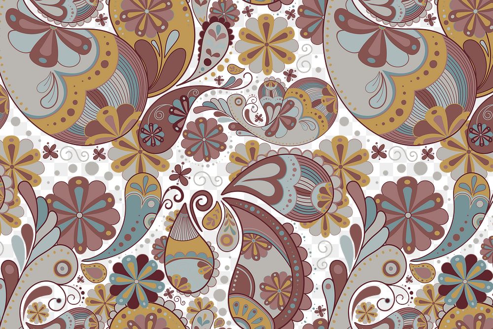 Aesthetic paisley background png, henna pattern in earth tone