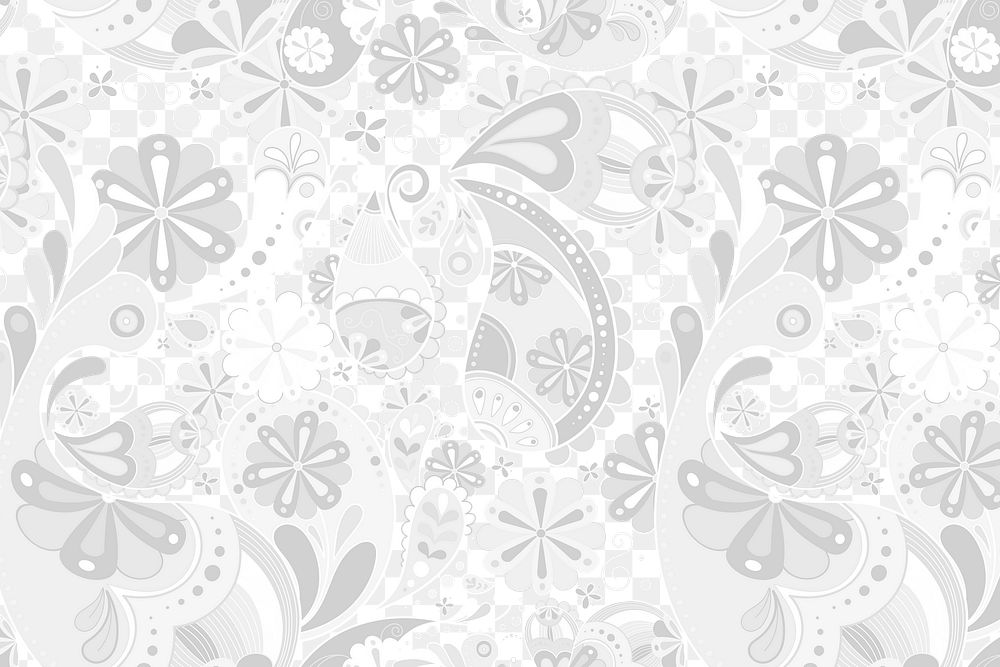 Aesthetic paisley background png, abstract pattern in white
