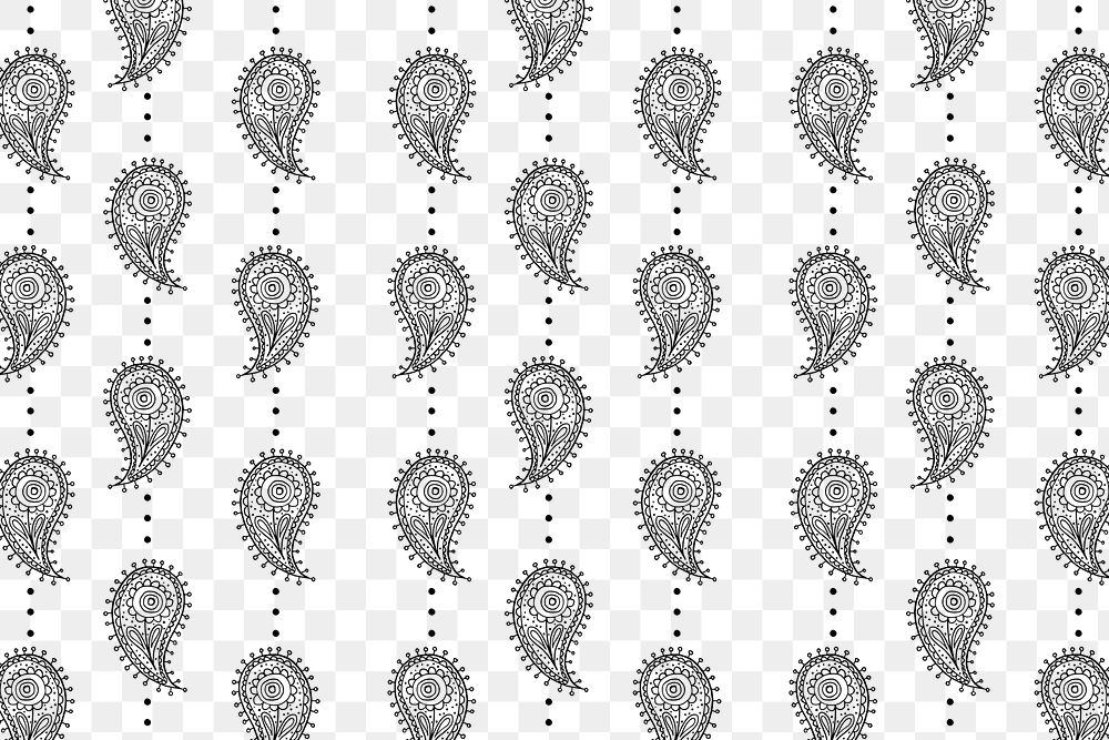 Simple paisley png background, black pattern, creative illustration