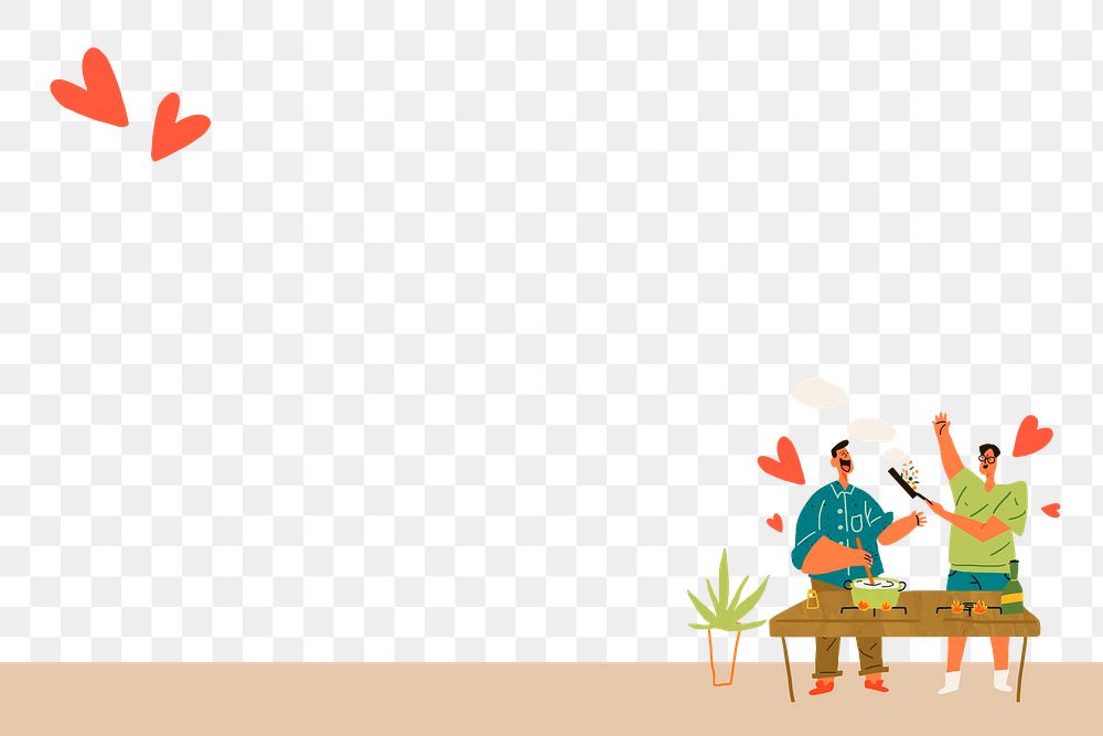 Gay couple border background png transparent, LGBTQ+ cartoon for Valentine&rsquo;s day