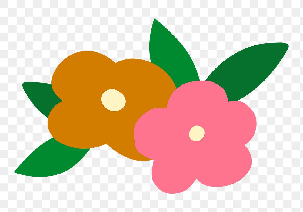 Colorful flower png sticker, doodle on transparent background