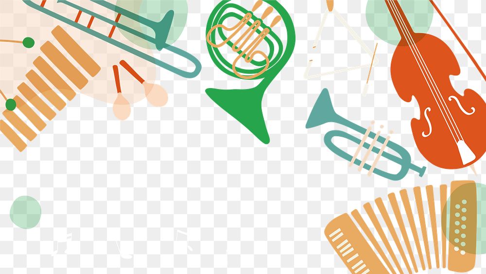 Music border png background, retro instrument in pastel orange