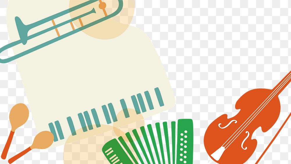 Aesthetic jazz png border background, musical instrument in pastel