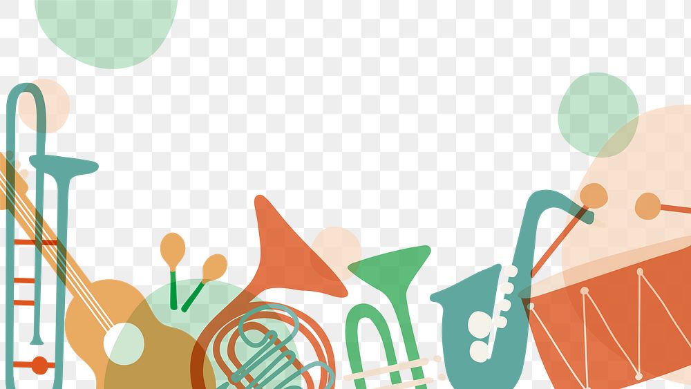 Aesthetic jazz png border background, musical instrument in pastel