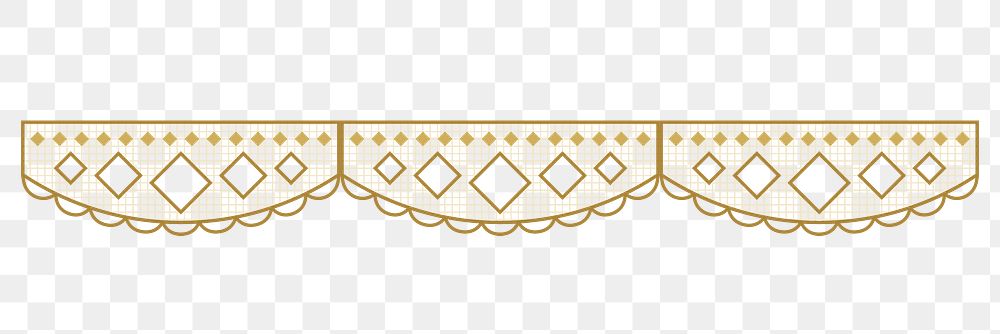 Lace png border ribbon, gold classic fabric clipart