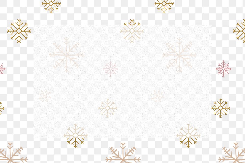 Winter snowflakes png background, Christmas doodle pattern in gold 