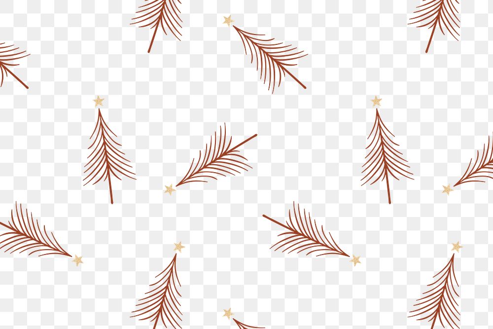 Simple Christmas png background, brown trees pattern, cute doodle design