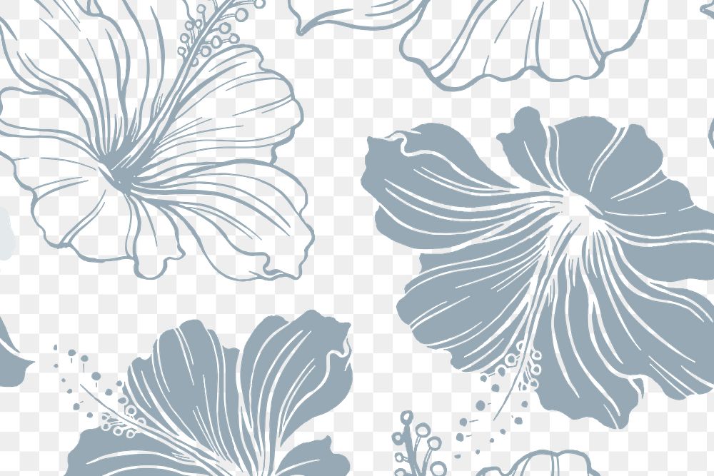 Hibiscus flower pattern png background, botanical transparent design