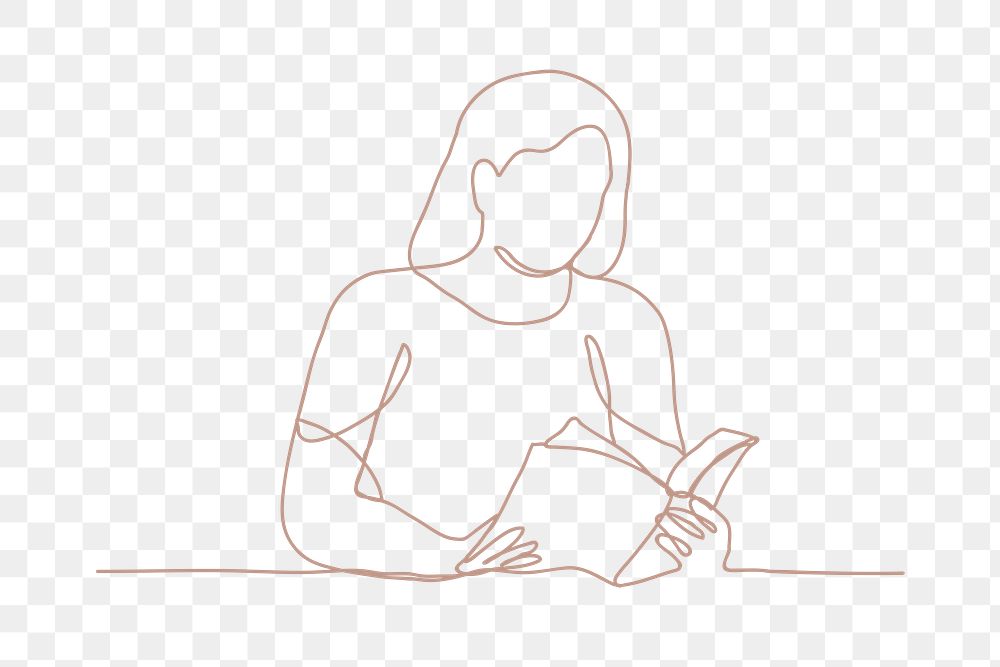 Lifestyle png drawing, person reading, transparent background illustration