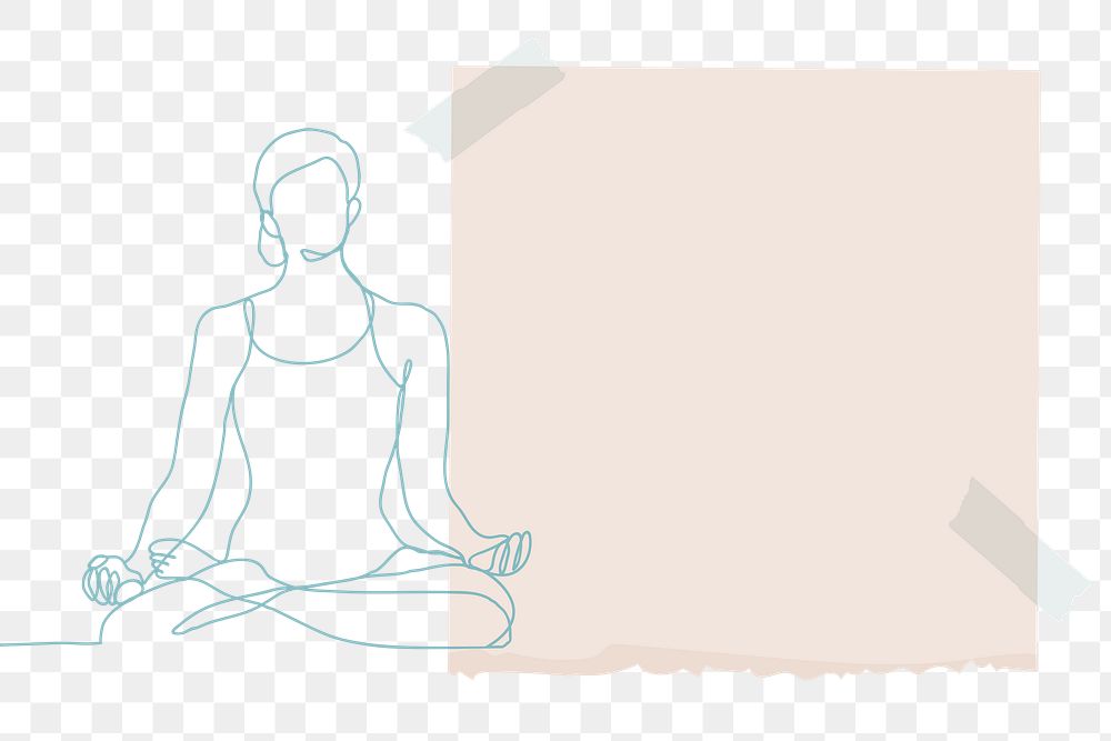 Instant film png frame cut out, yoga woman line art element graphic