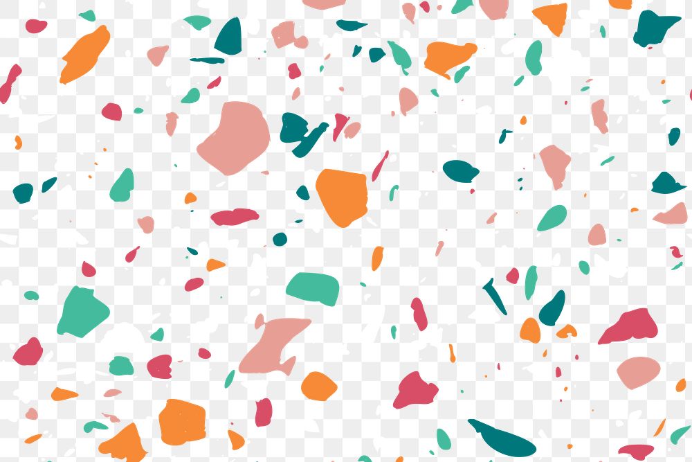 Colorful terrazzo transparent png layer for marble background design