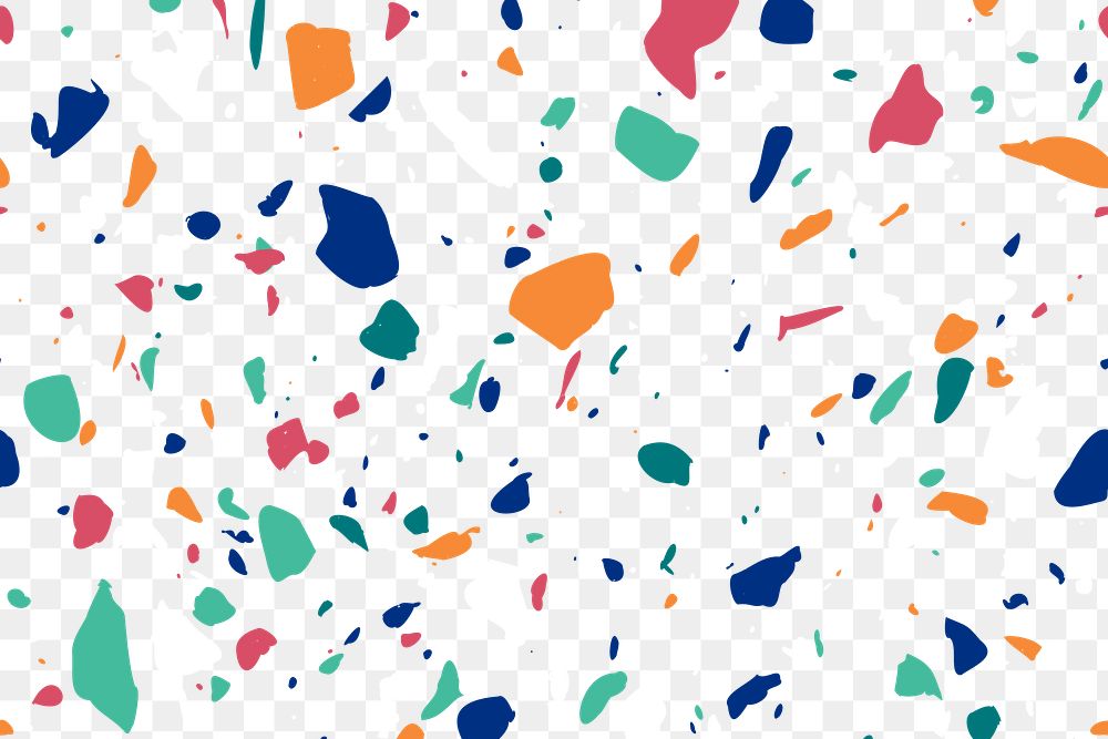 Colorful terrazzo transparent png layer for marble background design