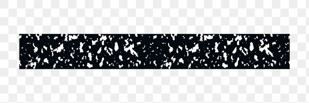 Black terrazzo washi tape png marble pattern collage sticker element for scrapbook and digital journal