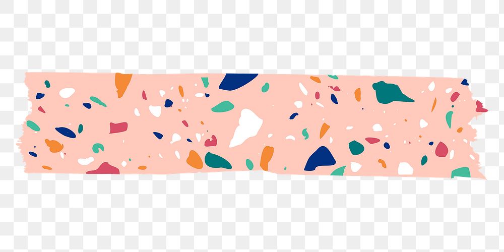 Pink terrazzo washi tape png marble pattern collage sticker element for scrapbook and digital journal