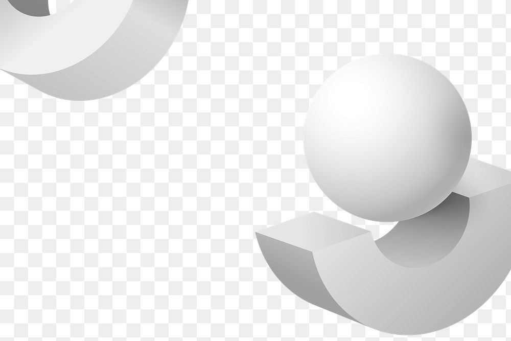 White abstract png transparent background, geometric border in 3D
